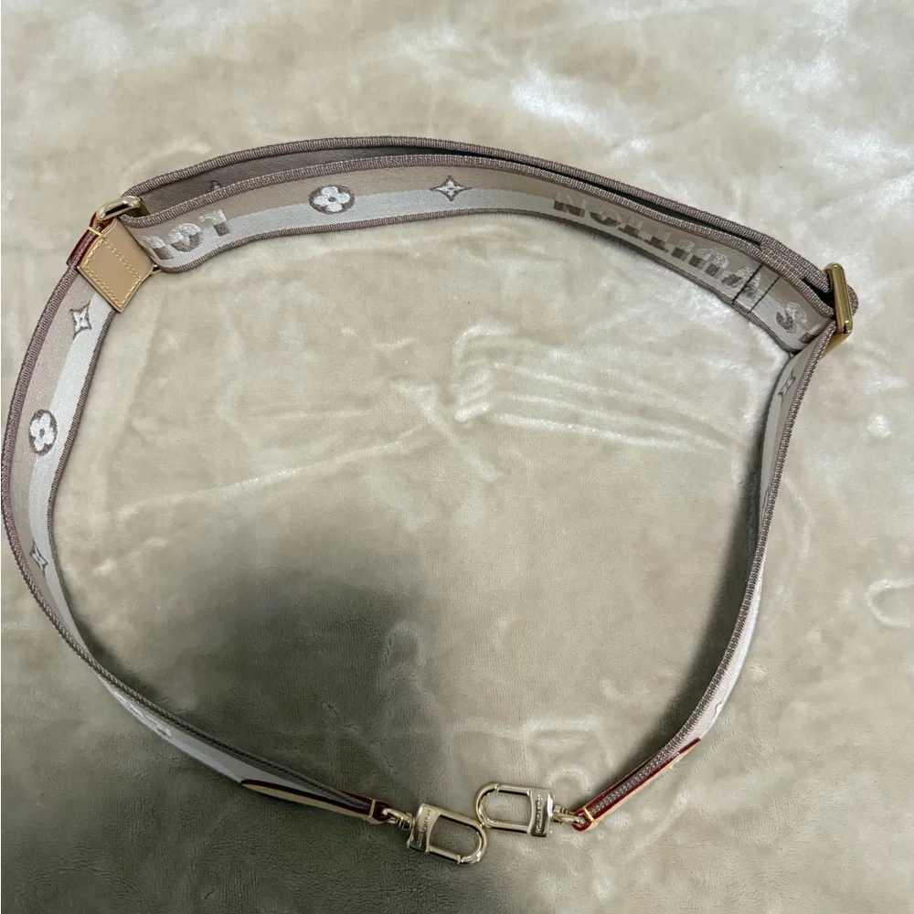 Louis Vuitton Beige and Taupe Monogram Webbing Shoulder Strap with Gold Hardware
